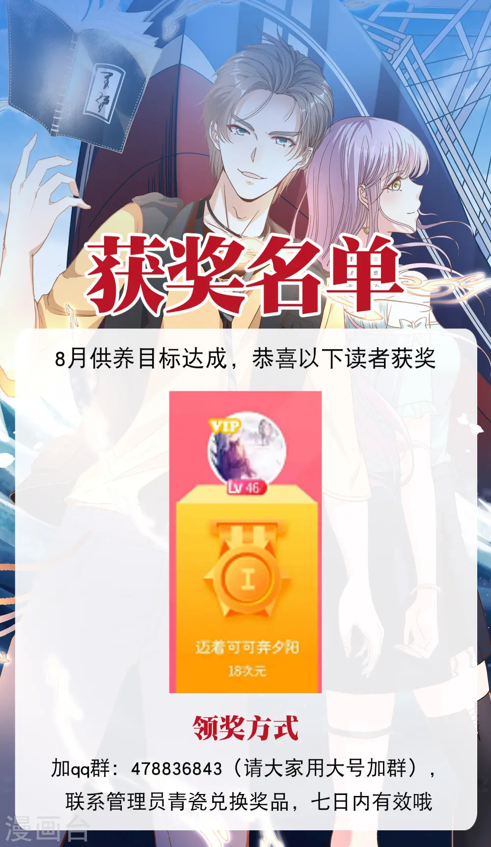神级渔夫漫画,2022年8月供养获奖名单1图