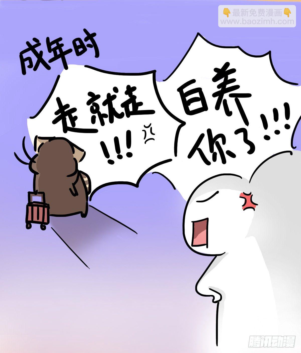 浣熊被猫咪治愈漫画,第49话：你们有过离家出走的心吗1图