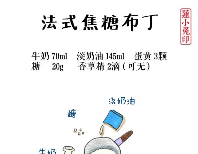 莲小兔的手绘食单漫画,法式焦糖布丁1图