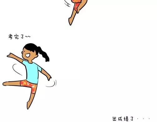 制冷少女文字图片漫画,考完试这么快乐极生悲？！2图