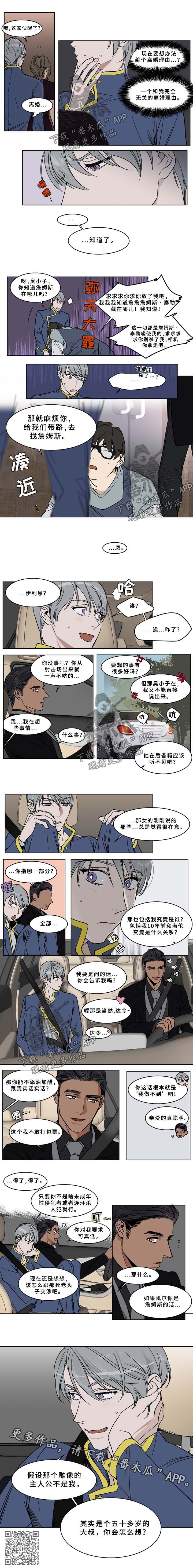 英伦式中长款黑色大衣漫画,第55章：雕像2图