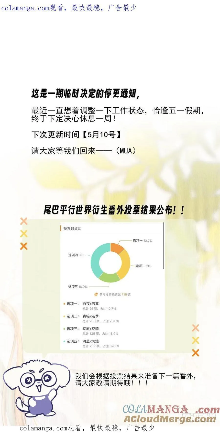 只有尾巴不可以微博超话漫画,停更通知+投票公布1图